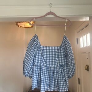 English Factory Blue Gingham Blouse